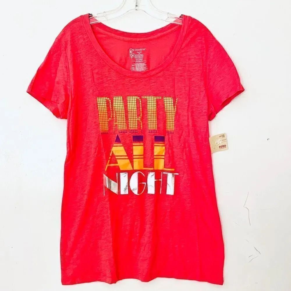 NWT NOBO XXL Cotton Orange Graphic PARTY ALL NIGHT Short Sleeve Sleep T-Shirt